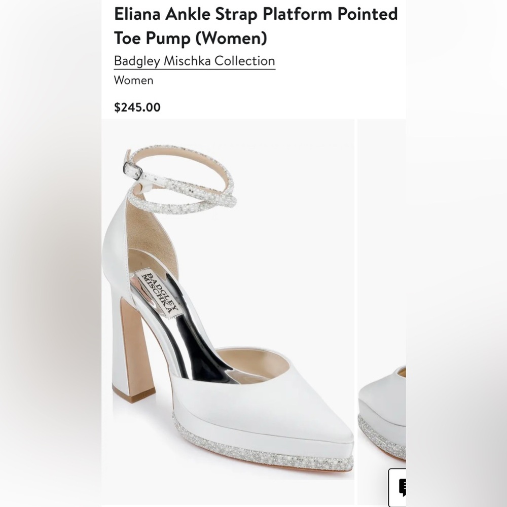 Badgley Mischka White Glitter Ankle Strap Heels